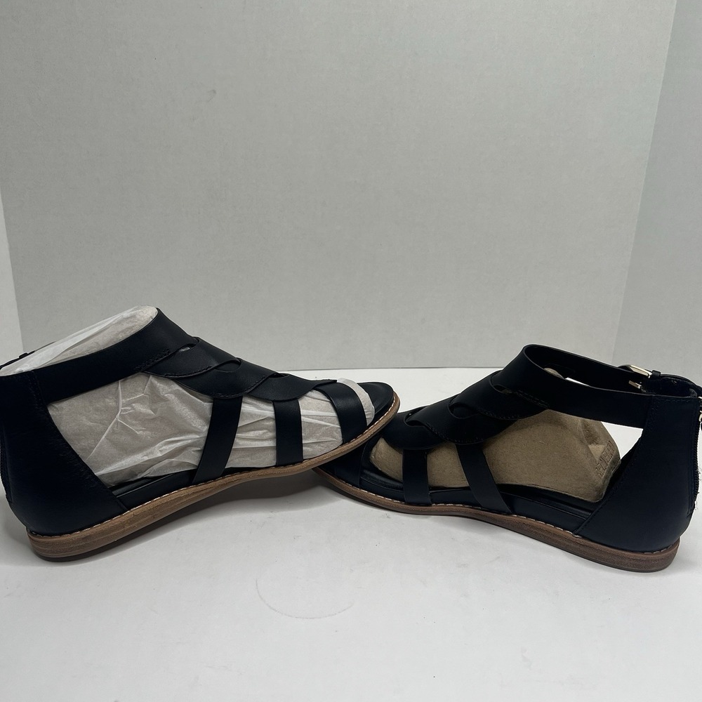 Sofft Ephie Womens 10 M Black Leather Gladiator Strappy Zipper Sandals SF0062101